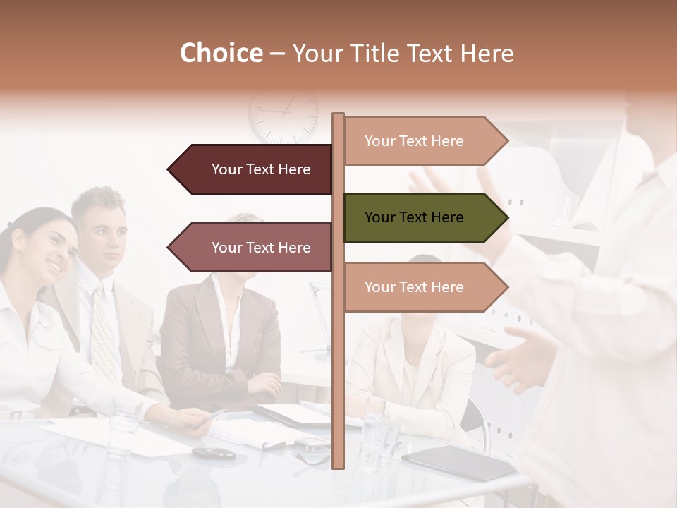 A Group Of Business People Sitting Around A Table PowerPoint Template