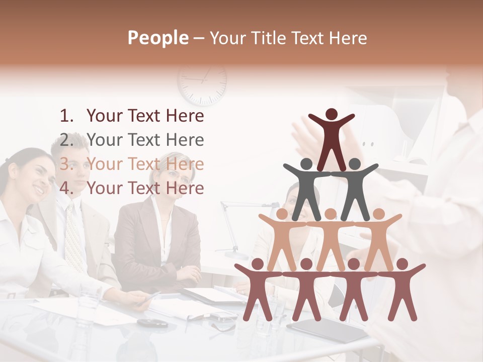 A Group Of Business People Sitting Around A Table PowerPoint Template