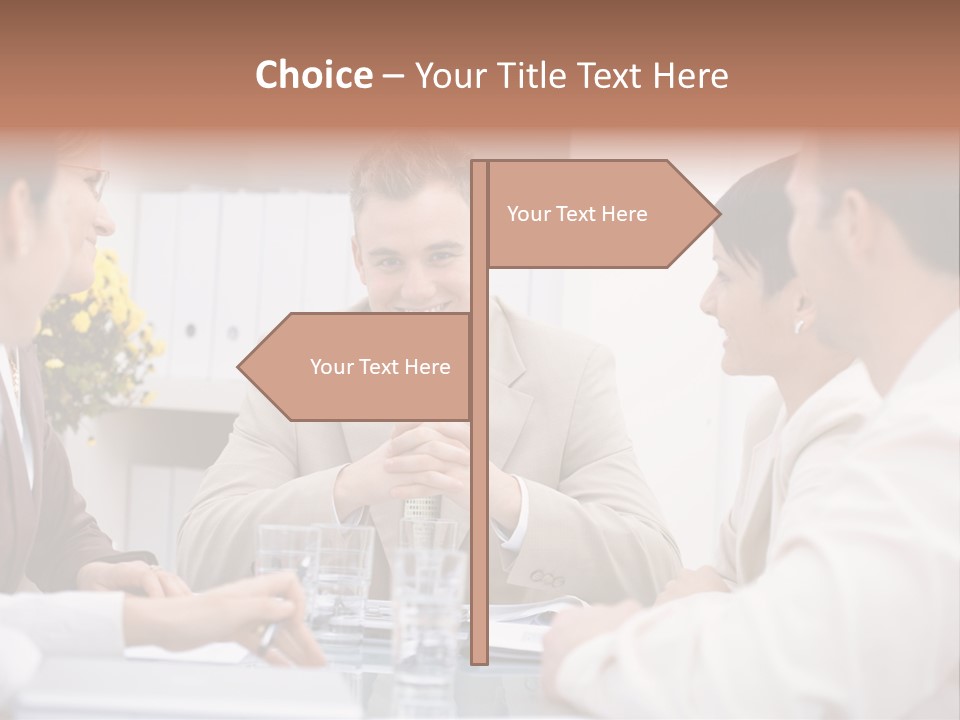 A Group Of People Sitting Around A Table Talking PowerPoint Template