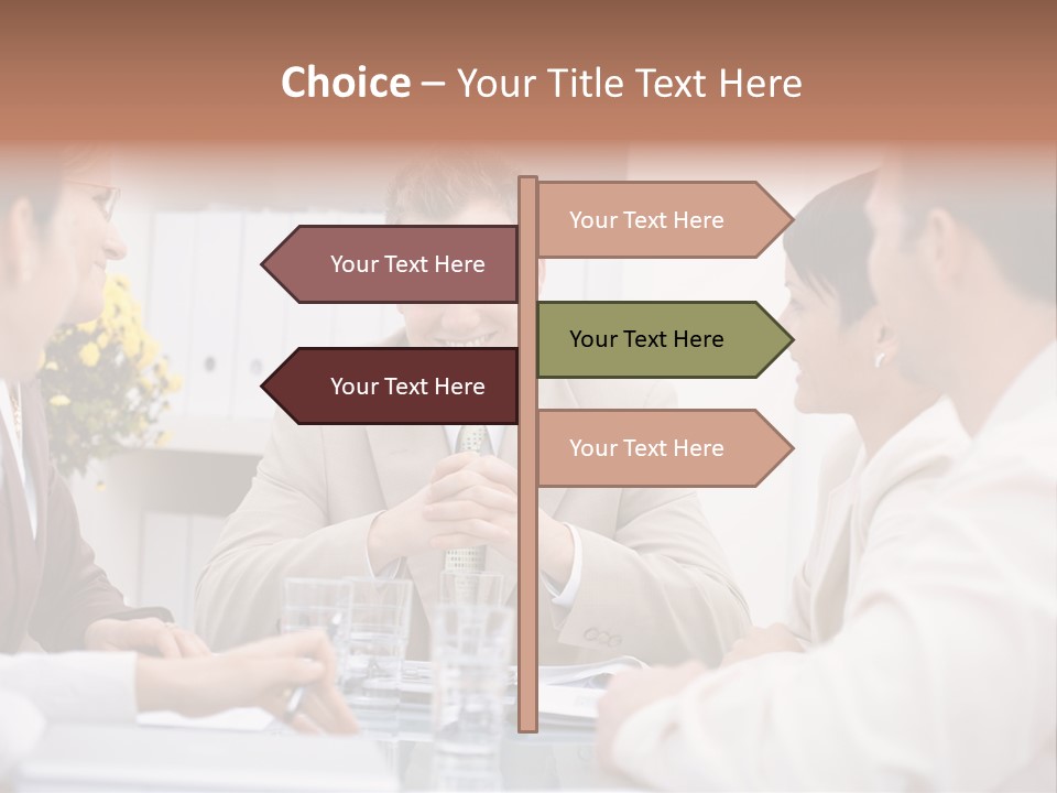 A Group Of People Sitting Around A Table Talking PowerPoint Template