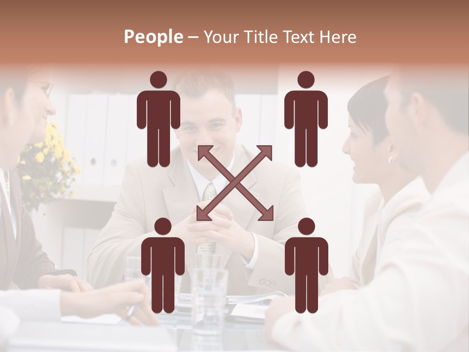 A Group Of People Sitting Around A Table Talking PowerPoint Template