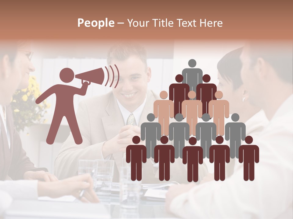 A Group Of People Sitting Around A Table Talking PowerPoint Template