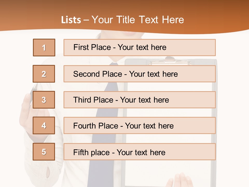 A Woman Holding A Clipboard With A Pen In Her Hand PowerPoint Template