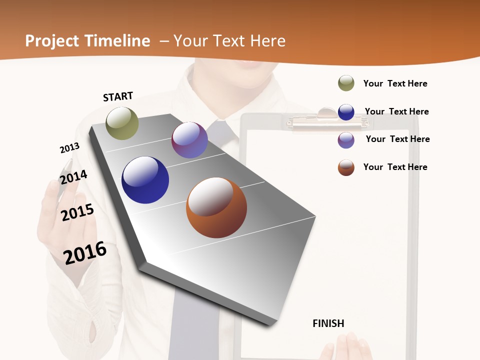A Woman Holding A Clipboard With A Pen In Her Hand PowerPoint Template