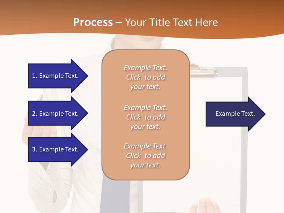 A Woman Holding A Clipboard With A Pen In Her Hand PowerPoint Template