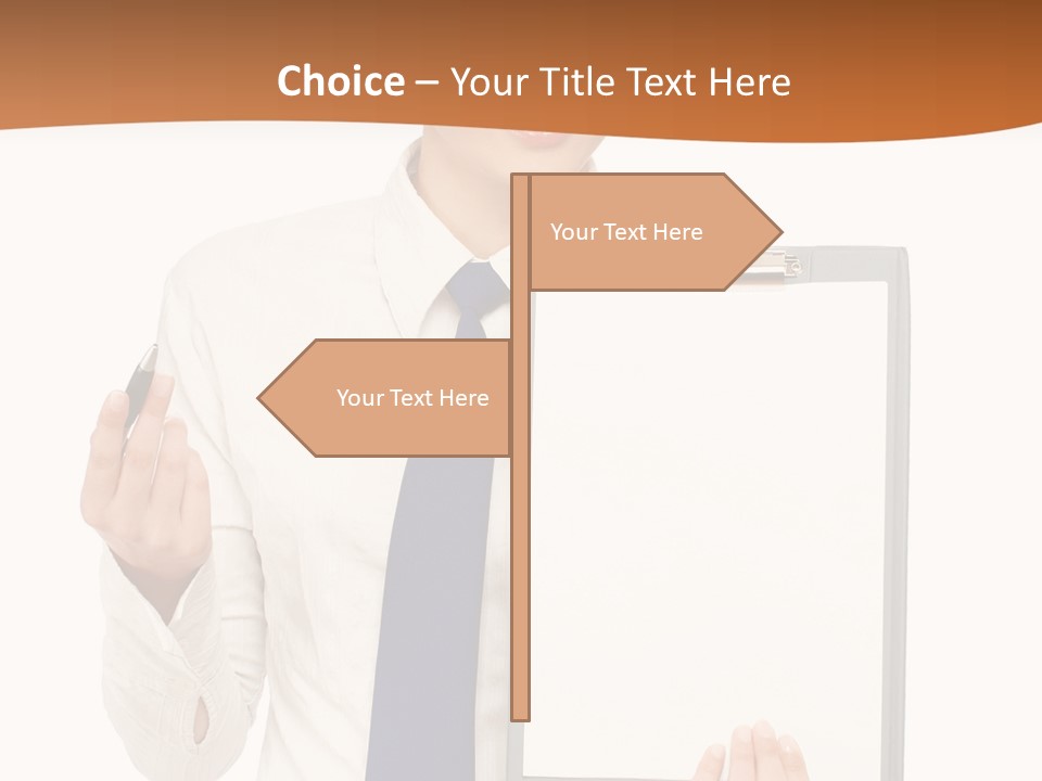 A Woman Holding A Clipboard With A Pen In Her Hand PowerPoint Template