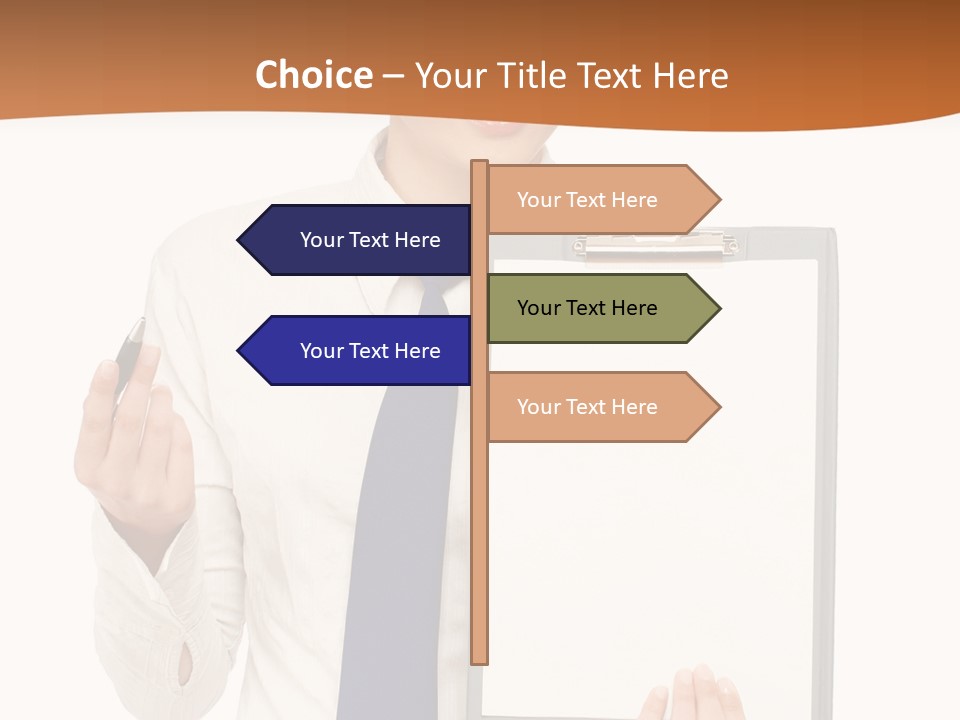 A Woman Holding A Clipboard With A Pen In Her Hand PowerPoint Template