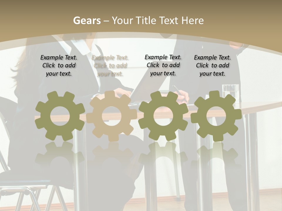 A Group Of People Sitting At A Table In Front Of A Whiteboard PowerPoint Template