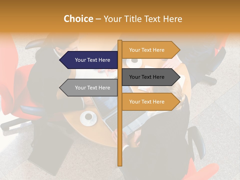 A Group Of People Sitting Around A Table With Laptops PowerPoint Template