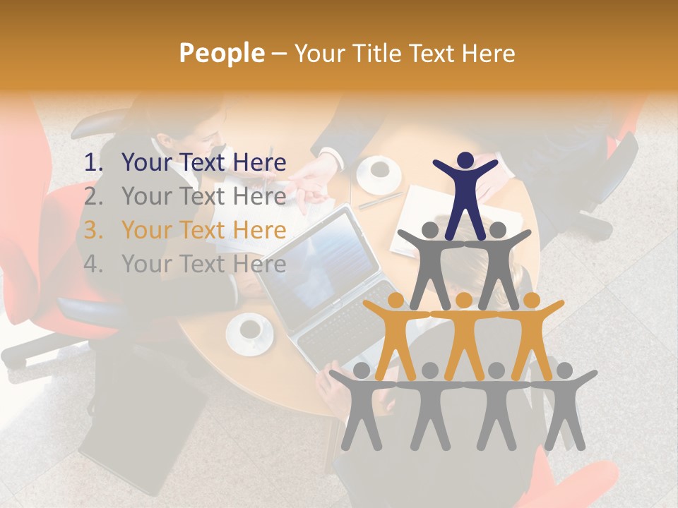 A Group Of People Sitting Around A Table With Laptops PowerPoint Template