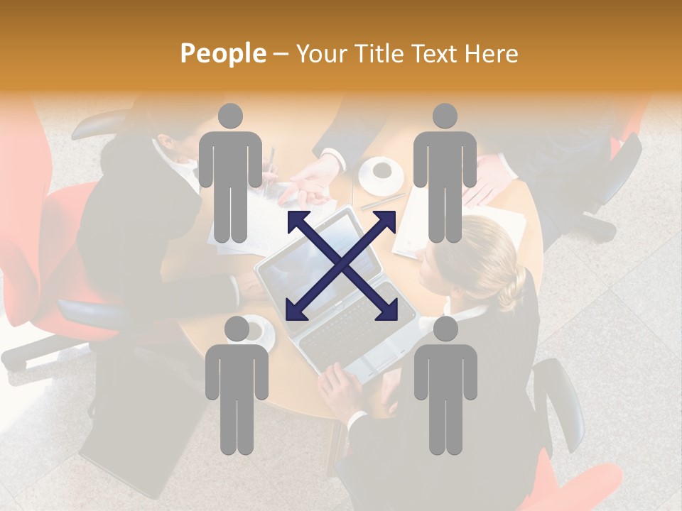 A Group Of People Sitting Around A Table With Laptops PowerPoint Template