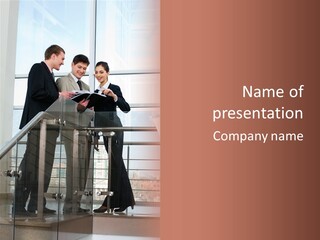 A Group Of Business People Standing On A Stair Case PowerPoint Template