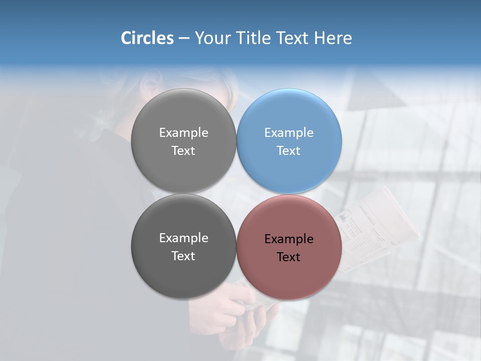 A Woman Reading A Piece Of Paper In Front Of A Building PowerPoint Template