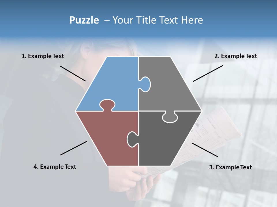 A Woman Reading A Piece Of Paper In Front Of A Building PowerPoint Template