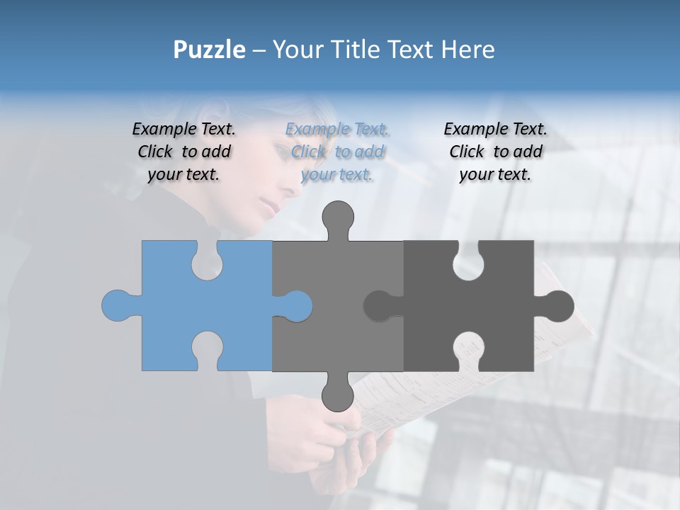 A Woman Reading A Piece Of Paper In Front Of A Building PowerPoint Template