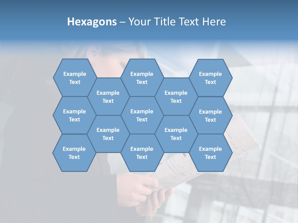 A Woman Reading A Piece Of Paper In Front Of A Building PowerPoint Template