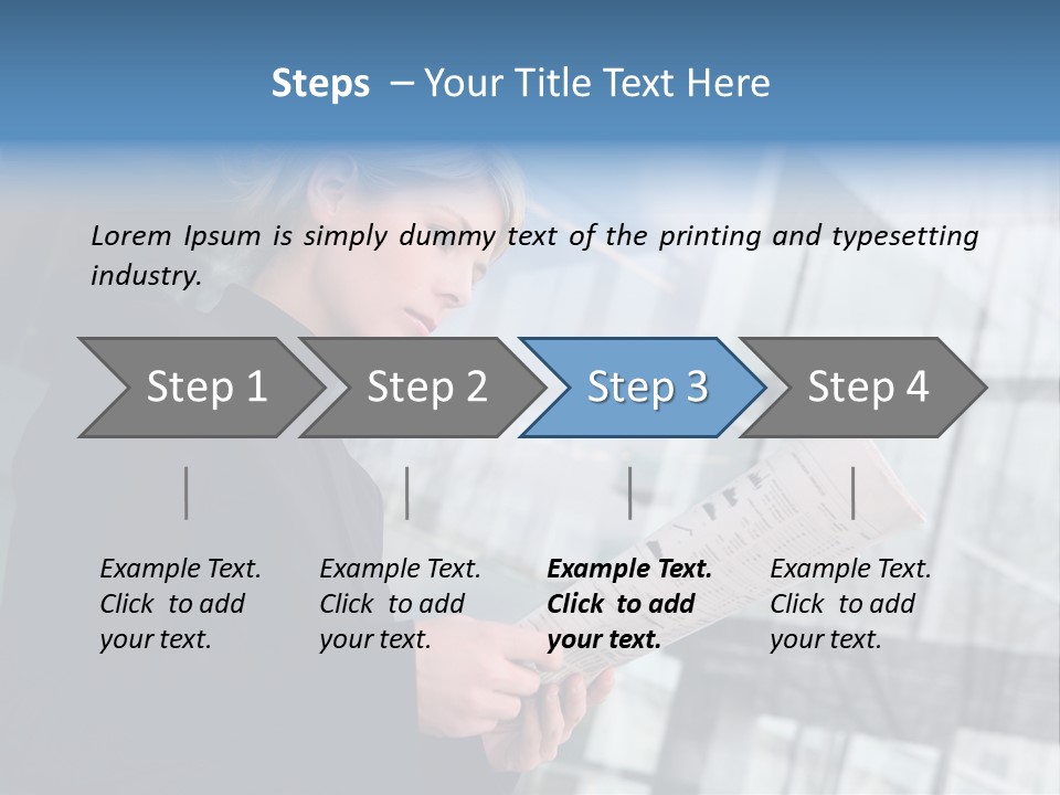 A Woman Reading A Piece Of Paper In Front Of A Building PowerPoint Template