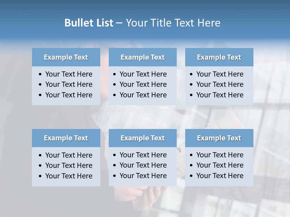 A Woman Reading A Piece Of Paper In Front Of A Building PowerPoint Template
