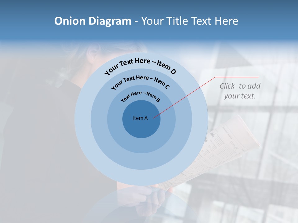 A Woman Reading A Piece Of Paper In Front Of A Building PowerPoint Template