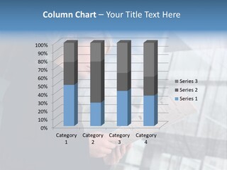 A Woman Reading A Piece Of Paper In Front Of A Building PowerPoint Template