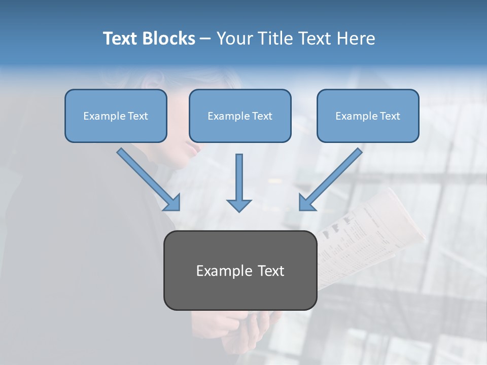 A Woman Reading A Piece Of Paper In Front Of A Building PowerPoint Template