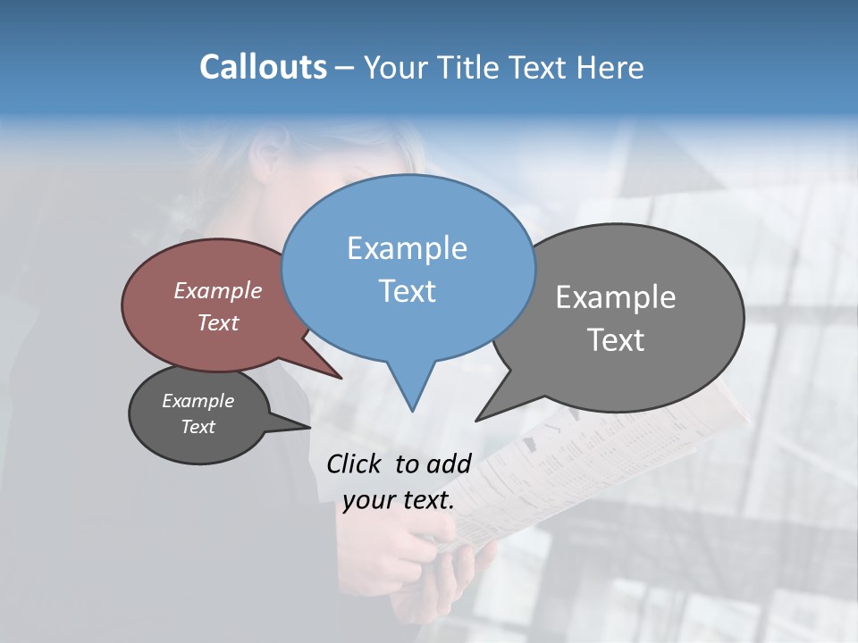 A Woman Reading A Piece Of Paper In Front Of A Building PowerPoint Template