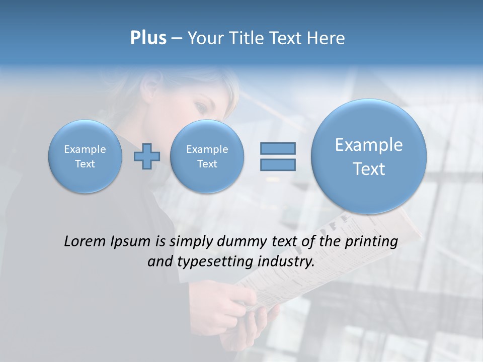 A Woman Reading A Piece Of Paper In Front Of A Building PowerPoint Template