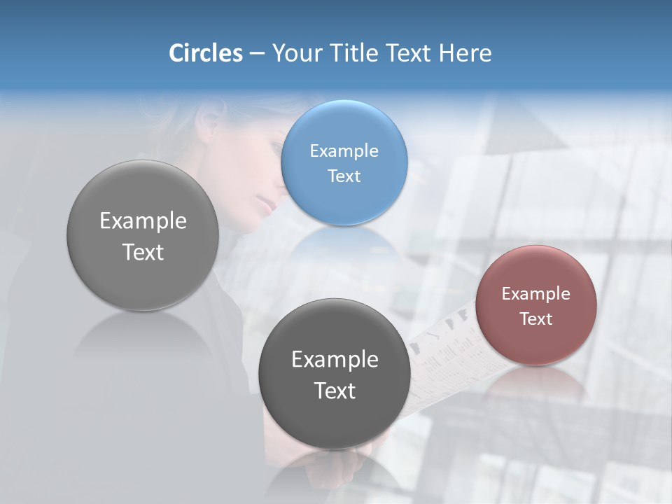 A Woman Reading A Piece Of Paper In Front Of A Building PowerPoint Template