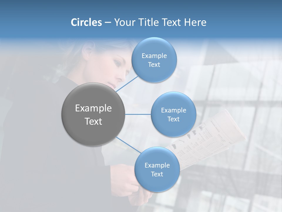 A Woman Reading A Piece Of Paper In Front Of A Building PowerPoint Template