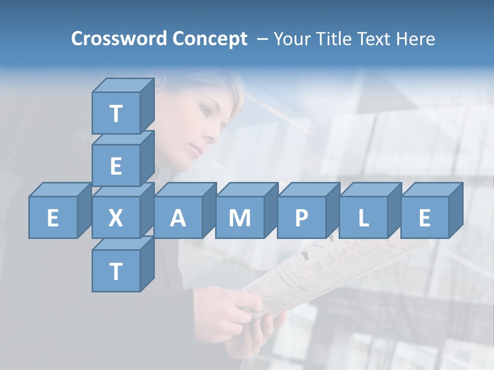 A Woman Reading A Piece Of Paper In Front Of A Building PowerPoint Template