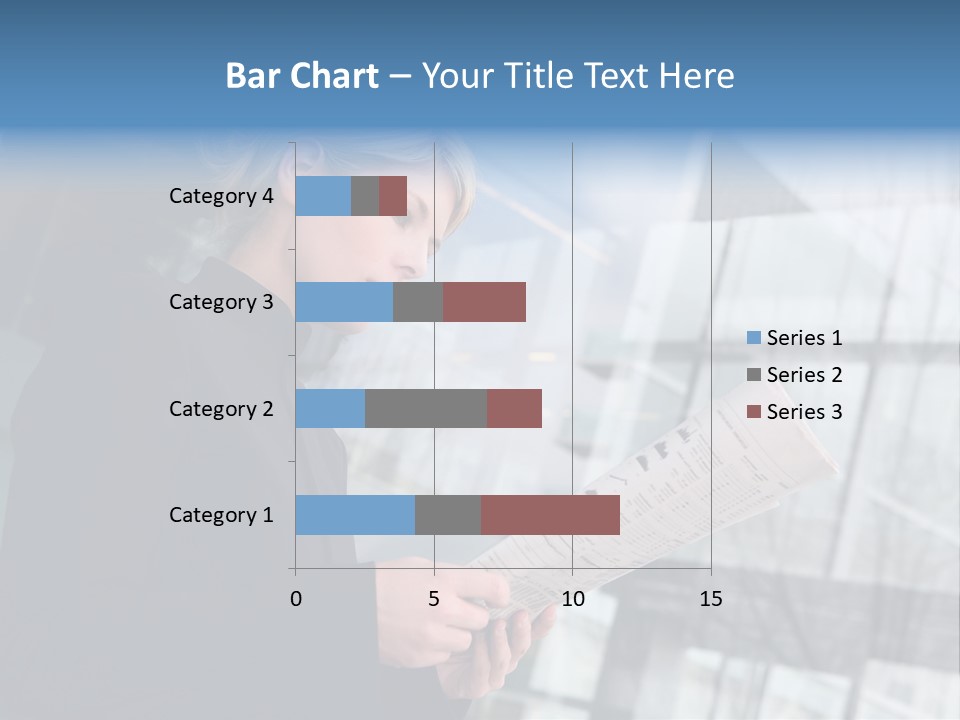 A Woman Reading A Piece Of Paper In Front Of A Building PowerPoint Template