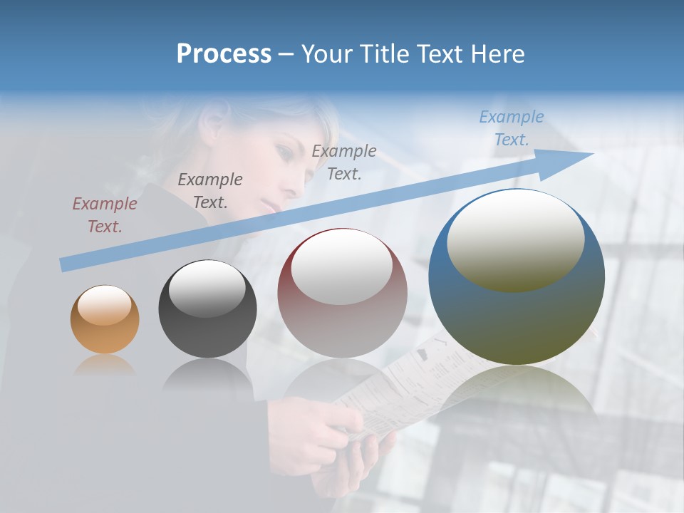 A Woman Reading A Piece Of Paper In Front Of A Building PowerPoint Template