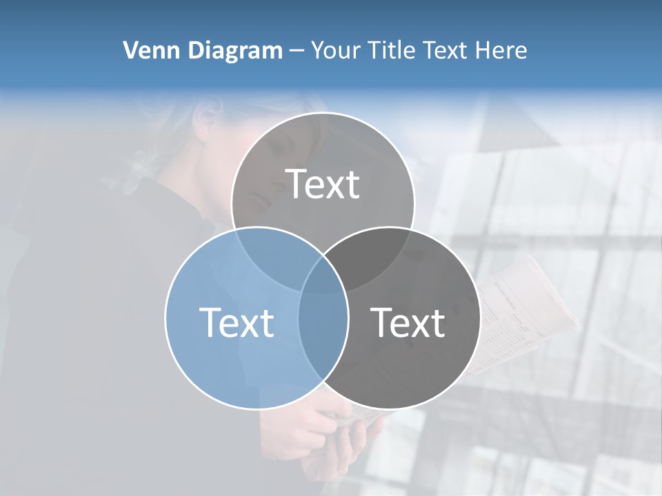A Woman Reading A Piece Of Paper In Front Of A Building PowerPoint Template
