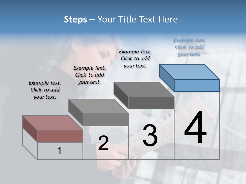 A Woman Reading A Piece Of Paper In Front Of A Building PowerPoint Template