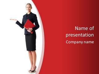 A Woman In A Business Suit Holding A Red Folder PowerPoint Template