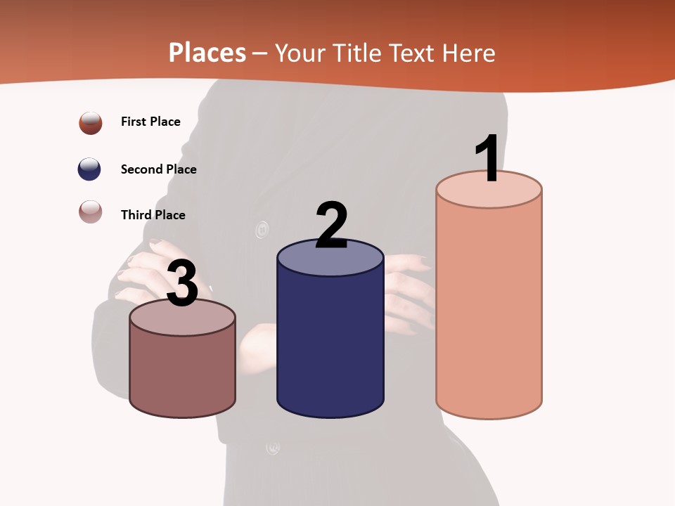 A Woman In A Business Suit Standing With Her Arms Crossed PowerPoint Template