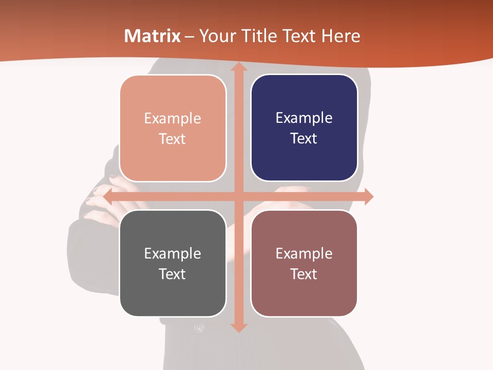 A Woman In A Business Suit Standing With Her Arms Crossed PowerPoint Template