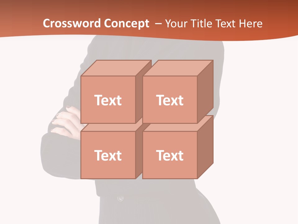 A Woman In A Business Suit Standing With Her Arms Crossed PowerPoint Template