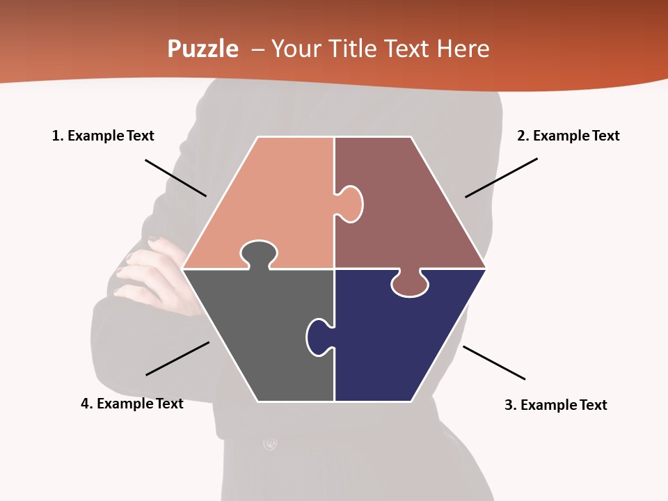 A Woman In A Business Suit Standing With Her Arms Crossed PowerPoint Template