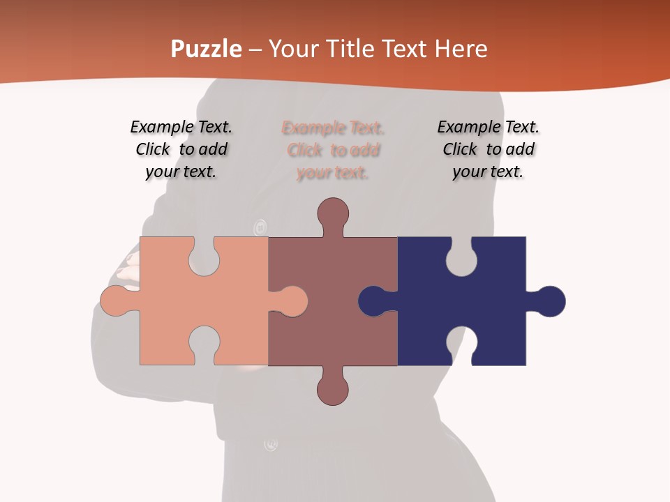 A Woman In A Business Suit Standing With Her Arms Crossed PowerPoint Template