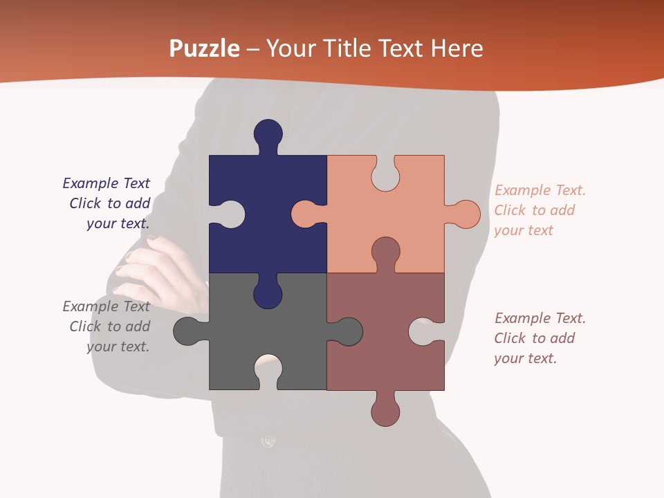 A Woman In A Business Suit Standing With Her Arms Crossed PowerPoint Template