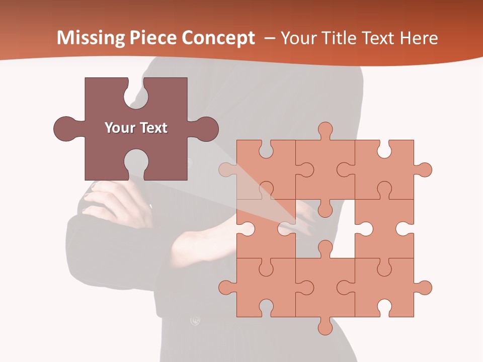 A Woman In A Business Suit Standing With Her Arms Crossed PowerPoint Template