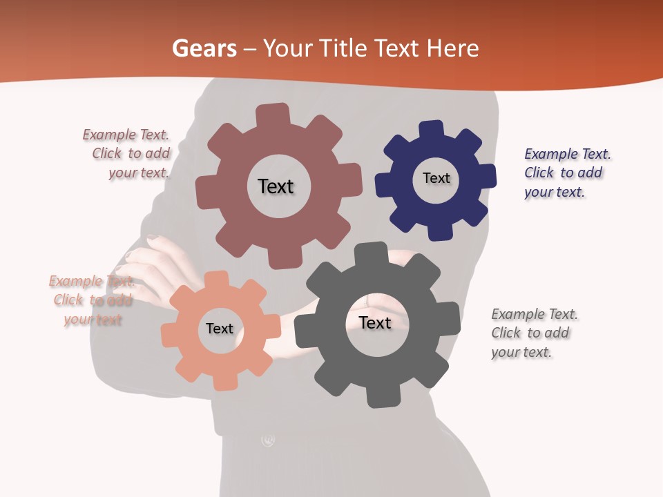 A Woman In A Business Suit Standing With Her Arms Crossed PowerPoint Template