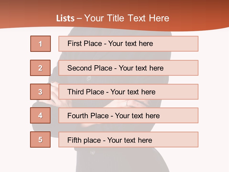 A Woman In A Business Suit Standing With Her Arms Crossed PowerPoint Template