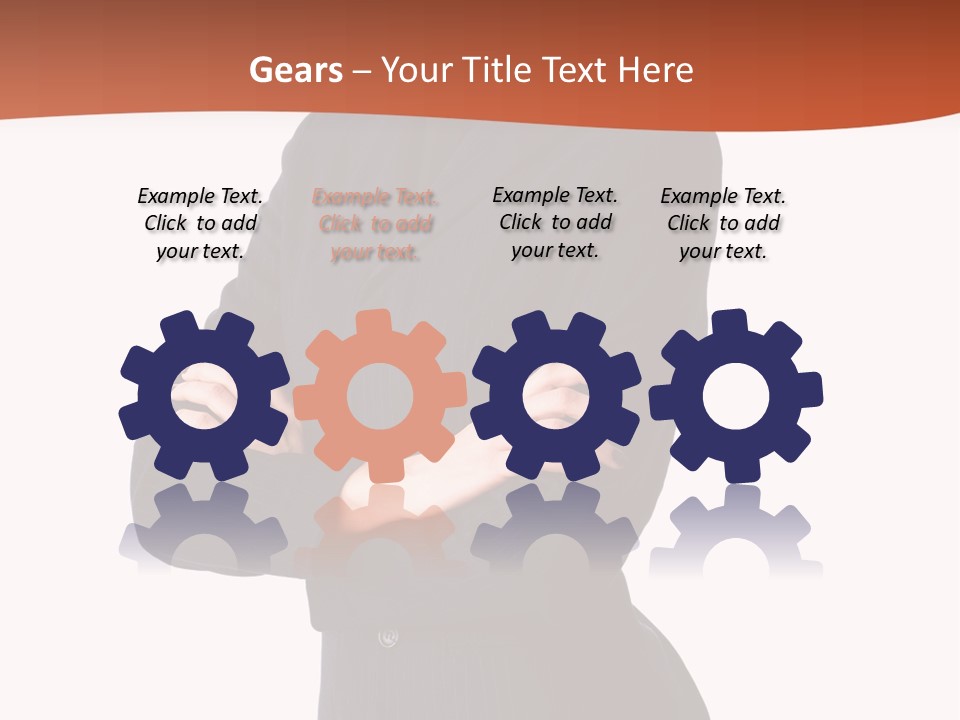 A Woman In A Business Suit Standing With Her Arms Crossed PowerPoint Template