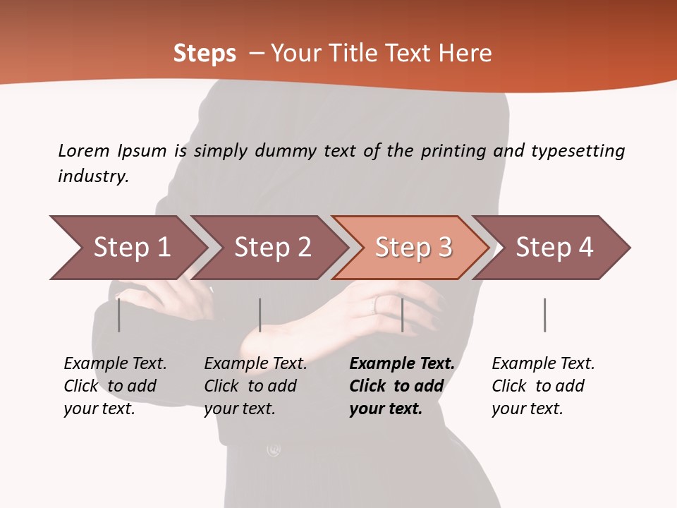 A Woman In A Business Suit Standing With Her Arms Crossed PowerPoint Template