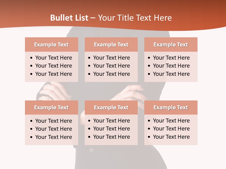 A Woman In A Business Suit Standing With Her Arms Crossed PowerPoint Template