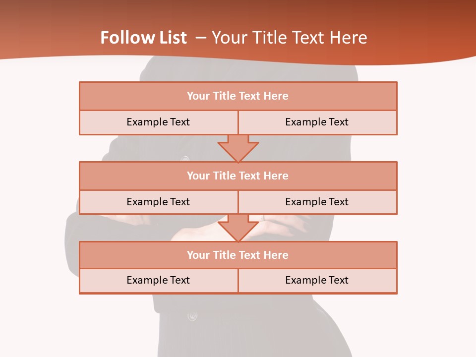 A Woman In A Business Suit Standing With Her Arms Crossed PowerPoint Template