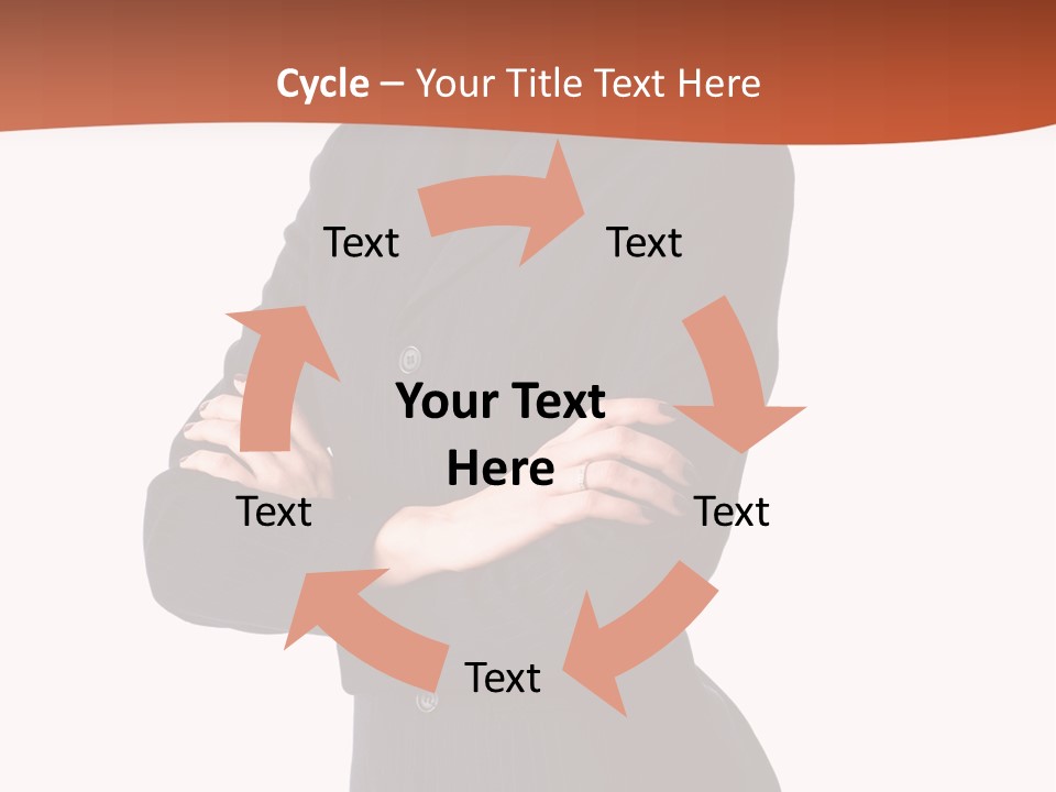 A Woman In A Business Suit Standing With Her Arms Crossed PowerPoint Template