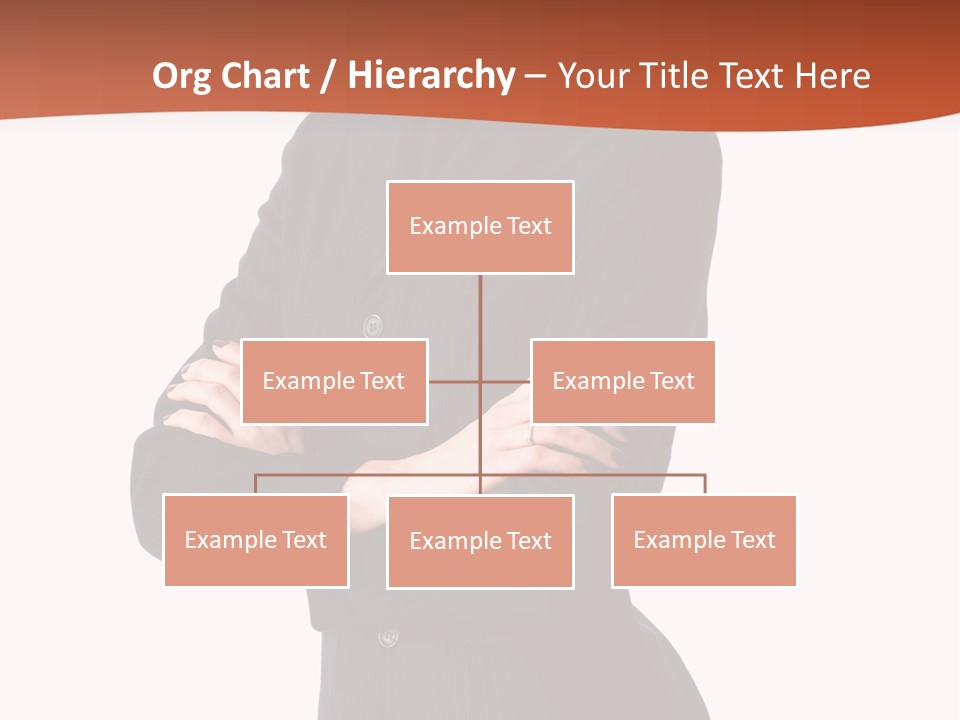 A Woman In A Business Suit Standing With Her Arms Crossed PowerPoint Template